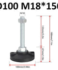 Heavy Duty Carbon Steel Adjustable Leveling Feet For Machinery And Furniture Thickened Threaded Support Legs with M18 thread and 150mm length.