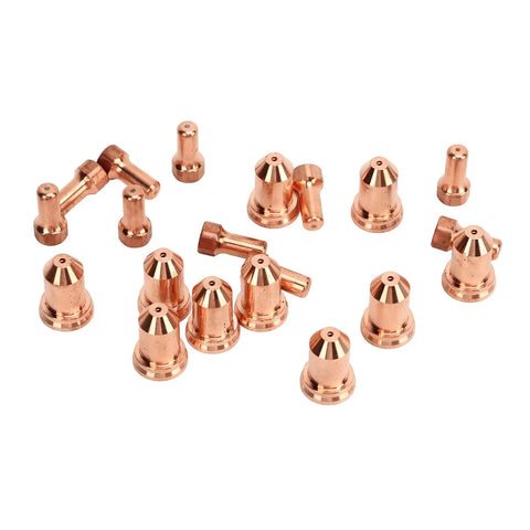 Super Cool 20Pcs Replacement Kit With Plasma Electrode Tips And Brass Nozzles For PT80 IPT-80 PTM-80 Cutter Torch, set of copper nozzles.