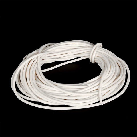 Top-Tier Silicone Foam Round Sealing Strip 10M Long, high temp resistant flexible cord coiled on a black background.