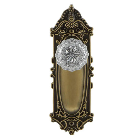 Dope Classic Victorian Plate With Crystal Door Knob Set For Large Doors, Interior Hardware With Fluted Crystal Knob And Ornate Plate