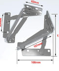 2 Pieces 80 Degree Foldable Lifting Brackets Black Spring Hinges For Sofa Lifts And Furniture Storage Hinge Support