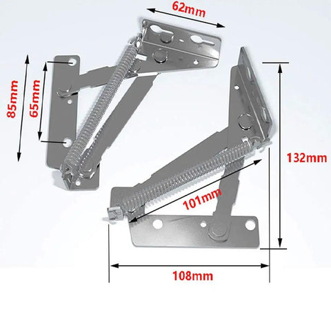 2 Pieces 80 Degree Foldable Lifting Brackets Black Spring Hinges For Sofa Lifts And Furniture Storage Hinge Support