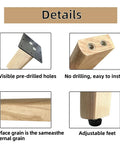 Premium Solid Wood Table Legs 28 Inches Tall Natural Finish with pre-drilled holes and adjustable feet for easy installation.