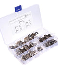 Pro Grade Heavy Duty Stainless Steel U Clamp Pipe Repair Kit 50 Pack in compartmentalized plastic case