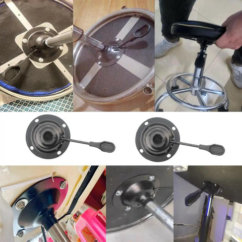Heavy Duty Tilt Control Replacement for office chair mechanism with 5.5 inch mount plate and lever handle in various use settings.