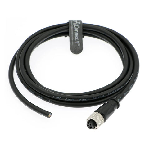 4 Pin M12 A Code Female Straight Connector Aviation Socket Cable for Industrial Cameras and Sensors, 10m, screw thread, flying lead