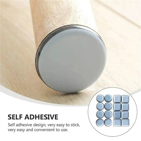 Self Adhesive Furniture Sliders For Carpet Hardwood And Tile Floors With 30Mm Chair Leg Glides on wooden surface.