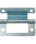 Zinc Plated Steel Cranked Flush Cabinet Hinge 50x23mm For 15-19mm Doors, RV And Caravan Ready To Roll shown front view