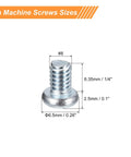 Heavy Duty Number Eight Thirty Two Thread Zinc Plated Carbon Steel Pan Head Phillips Machine Screws 1/4" size with dimensions shown.