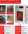 Heavy Duty Commercial Electric Food Dehydrator With Rotating Stainless Steel Rack And Precision Heat Control For Homemade Meat Jerky And Herbs, features 10-layer racks and stainless steel design.