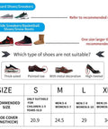 Shoe size chart for Waterproof Silicone Shoe Covers For Rain Reusable Non Slip Rubber Rain Shoes Covers For Cycling Outdoor With Non Slip Sole Fits Men Women Kids Large Black