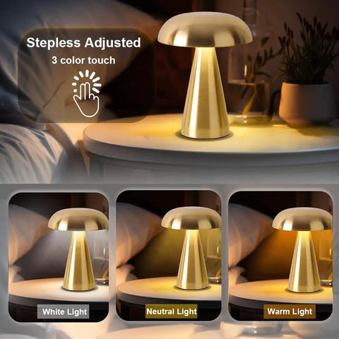 Portable Metal LED Table Lamp With Solar Power 3 Color Touch Sensor Rechargeable Desk Night Light 3 Brightness Levels Dope Bedside Light