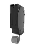 20A 120V 1-Pole Tandem CAFCI Type QTA Circuit Breaker With LED Trip Indicators, dual-circuit solution, side view