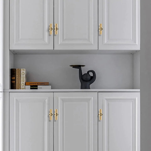 Gold Cabinet Knobs Set 10 Pack Brushed Brass Handles For Kitchen Cabinets And Dresser Drawers Champagne Gold Pulls on white cabinets
