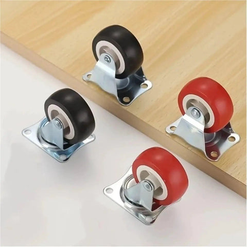 4 casters from the 8 Piece One Point Five Inch Heavy Duty Furniture Caster Wheels With Smooth Rolling Pvc Rubber Tires And Secure Locking Brakes
