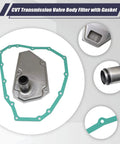 CVT Transmission Valve Body Filter With Gasket 2824A021 For Mitsubishi Mirage G4 on white background with part details.