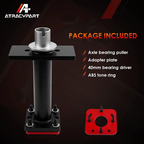 Rear Axle Bearing Puller And Installer Kit For ABS Tone Ring And Wheel Bearing Removal with components displayed.