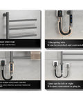 180 Degree Swivel Stainless Steel Towel Warmer Rack with One Hour to Twenty Four Hour Timer, showing wall-mounted LCD control.