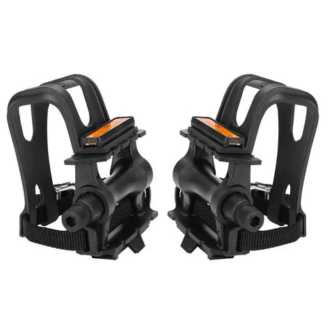 Durable Nylon Bicycle Pedals With Integrated Toe Clips And Straps For Spin Bikes And Kids Bikes Training Pedals With Non Slip Cages And Adjustable Straps One Pair