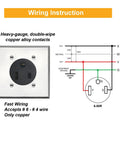 6-50 Receptacle With Square Plate For Welder And Plasma Cutter 50 Amp 250 Volt 2-Pole 3-Wire Outlet In Heavy Duty Thermoplastic Nylon Built For Rough And Ready Use Fits 2-Gang Boxes With 2.15 Inch Center Hole wiring diagram with 6-50R and copper wire instructions