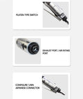 Close-up of Heavy Duty Air Impact Wrench And Right Angle Pneumatic Ratchet Crafted From Chrome Vanadium Steel showing platen switch and ports.