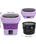 Top Slick 6 Liter Portable Mini Washer Folds Flat For Cramped Dorm Spaces with dimensions shown and collapsible design.