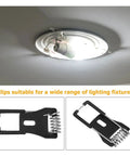 Tough As Nails Spring Clips For Ceiling Light Fixtures And Lamp Mounting Hardware with secure retaining clamp shown mounted.