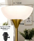 Two Pack 10 Inch Floor Lamp Shades Replacement Plastic Bowl White For Torchiere Lamps Fits Standard E26 Socket With 1.65 Inch Fitter