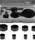 Awesome 11 Piece Hole Saw Kit For Drilling 19 To 64mm Rounds In Wood, Metal And Alloy With Heavy Duty Case black hole saw bits in storage case