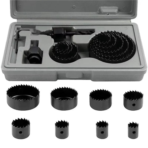 Awesome 11 Piece Hole Saw Kit For Drilling 19 To 64mm Rounds In Wood, Metal And Alloy With Heavy Duty Case black hole saw bits in storage case