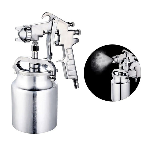 Heavy Duty Pneumatic Spray Gun With 2Mm Stainless Nozzle For Auto Body Finish And Furniture Refinishing Hassle Free Air Dial Control, 1000ml paint cup.