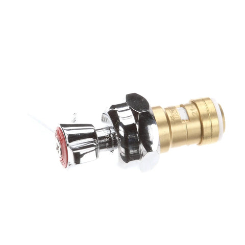 Hot One Quarter Turn Ceramic Cartridge Valve And Handle Repair Kit, brass and chrome components, side view