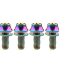 Colorful titanium bicycle bottle cage bolts with washers, set of four