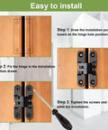 Illustration demonstrating installation steps for 8 Pack Professional Grade Rock Solid Invisible Hidden Door Hinges With 180 Degree Full Swing For Secret Door And Concealed Cabinet Setup Featuring Smooth Operation.