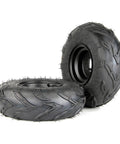 Versatile 145/70-6 ATV Go Kart Wheels Set With Tubeless Tires, Left And Right Hubs, on white background