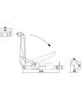 Heavy Duty Steel Ratchet Headrest Bracket Built Tough For Twelve Position Adjustment diagram with dimensions for installation.