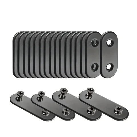 Ten Sets Of Black Flat Right Angle Corner Brackets For Shelves And DIY Projects, Heavy Duty Metal, Easy Install, Durable, Rust Resistant