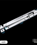 Darn Tough Stainless Steel Sliding Bolt Door Latch With Smooth Automatic Return Action Adjusts Easy For Indoor Outdoor Barn Gate Cupboard Top Shelf Security Hardware, 6 in length, sleek stainless steel design.