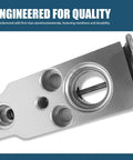 Close-up of Universal Car A C Expansion Valve Replacement Durable Metal Valve For Most Vehicles Silver Finish Easy Install No Fuss