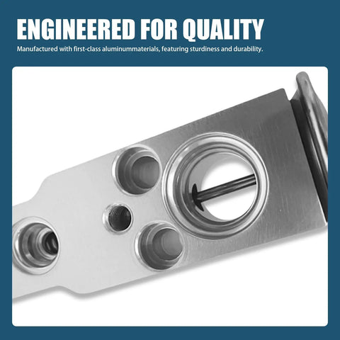 Close-up of Universal Car A C Expansion Valve Replacement Durable Metal Valve For Most Vehicles Silver Finish Easy Install No Fuss