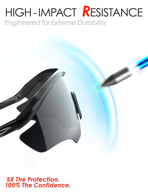 High-impact resistance lens deflecting projectile, signifies durability.