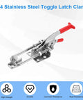 Two Pack 431 Toggle Latch Clamp Set Built Tough With M6 X 50mm Rod 772lbs Holding Capacity Adjustable Quick Release Pull Latches 304 Stainless Steel Hasps For Smoker Lids Jigs Tool Boxes Cases And Doors, 304 stainless steel