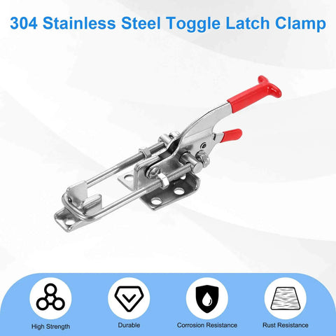 Two Pack 431 Toggle Latch Clamp Set Built Tough With M6 X 50mm Rod 772lbs Holding Capacity Adjustable Quick Release Pull Latches 304 Stainless Steel Hasps For Smoker Lids Jigs Tool Boxes Cases And Doors, 304 stainless steel
