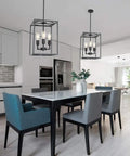 Rustic Hallway Cage Chandelier With 3 Lights Dope Vintage Industrial Farmhouse Square Pendant Ceiling Light For Dining Room