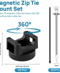 Magnetic Cable Tie Set With 25 Mounts And 200 Self Locking Ties Big Value Cable Management Kit with 22mm magnetic base and 150mm ties.