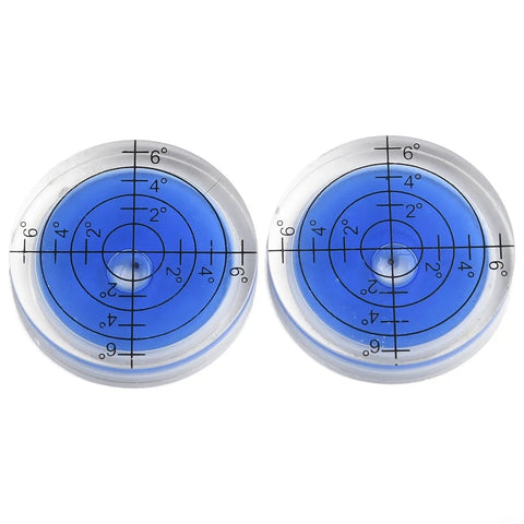 3pcs Circular for spirit Level 32mm mini Round Bubble Gauge showing blue fluid and precision markings for accurate leveling.