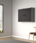 Metal Wall Cabinet With Lockable Door For Garage Or Basement Black And Grey Pegboard Interior With Detachable Shelves, installed, front view