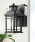 Motion Sensor Outdoor Light With Built In GFCI Outlets Dusk To Dawn Exterior Fixture Black Waterproof Anti Rust Wall Mount