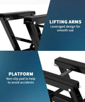 Heavy Duty 1500Lb Hydraulic Motorcycle Lift Jack With Adjustable 4.7 To 14.57 Inches Height Range Non Slip Platform Safety Lock Garage Scissor Jack For Motorcycles ATVs UTVs Dirt Bikes Car Maintenance Tool, black steel lifting arms and platform