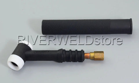 WP 17 Style TIG Welding Torch Head with Flexible Air Cooled Build 150 Amp SR 17F Compatible, close-up view